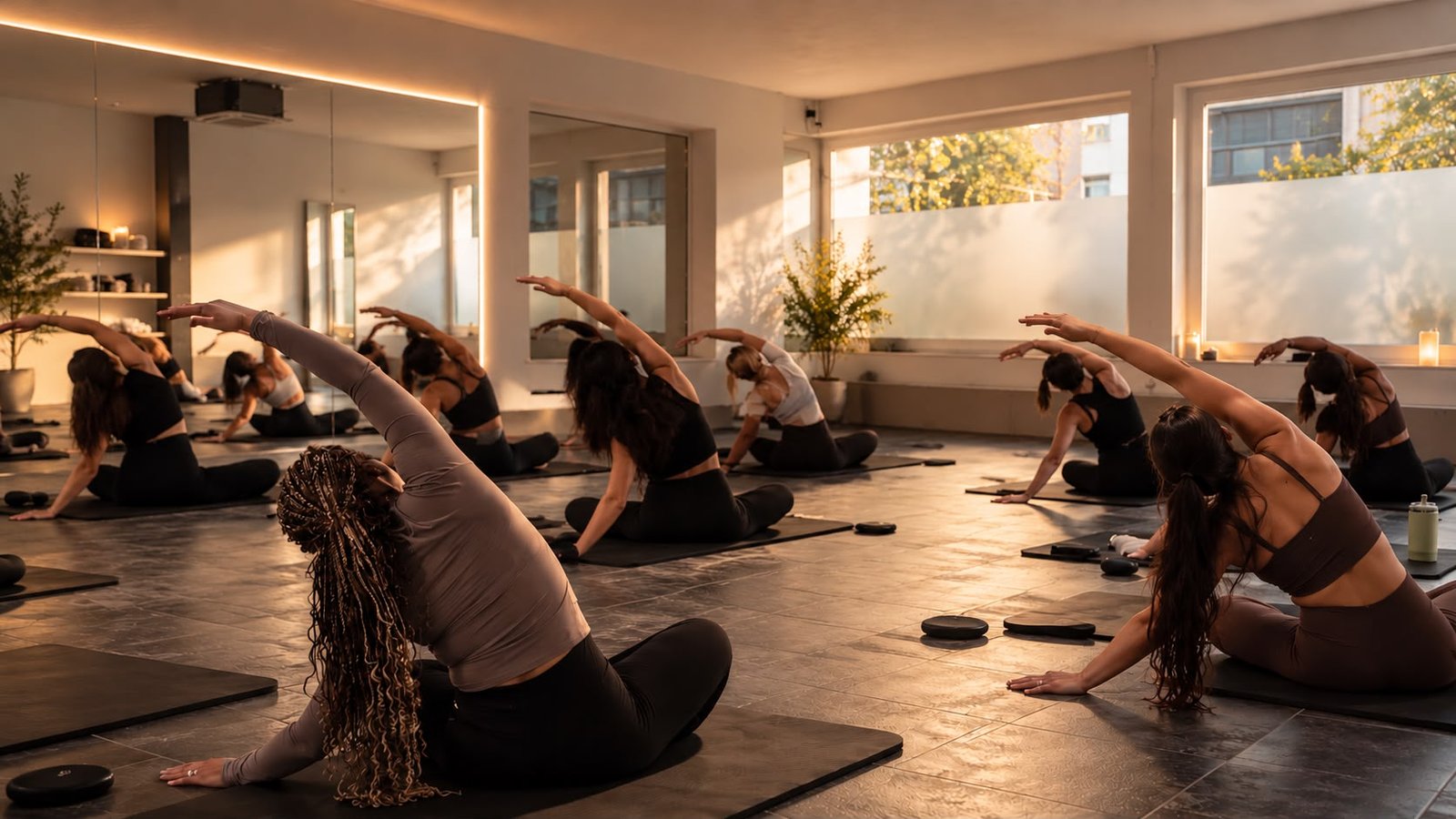 Klasse beim Stretching im Pilates House
