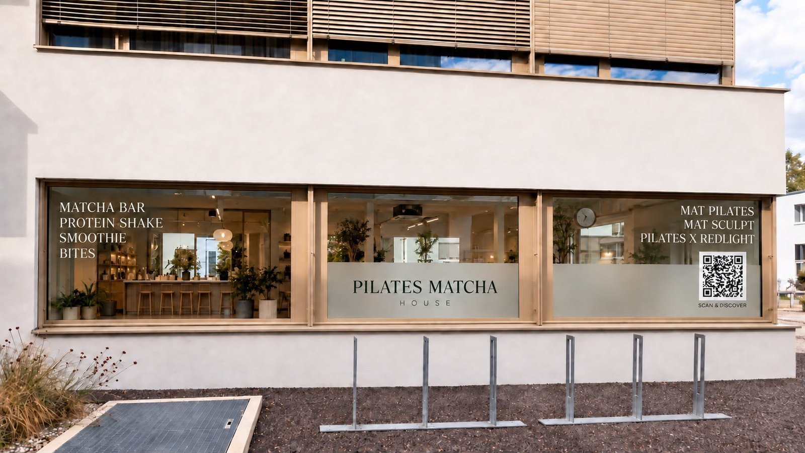 Ladenfront des Pilates Matcha House an der Augstmattstrasse 1 in Pratteln